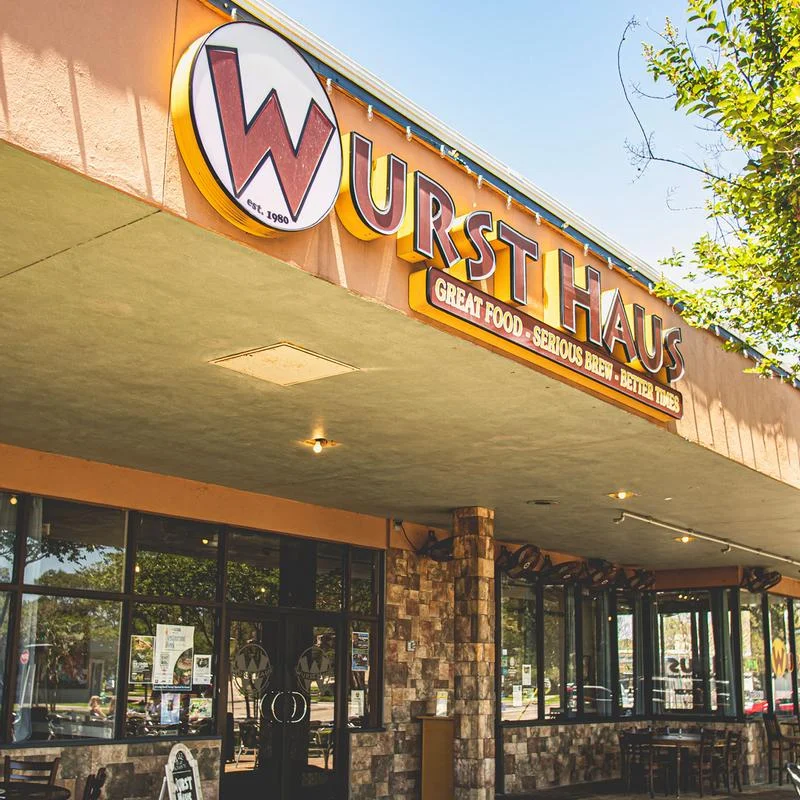 Official Wurst Haus main entrance and exterior sign
