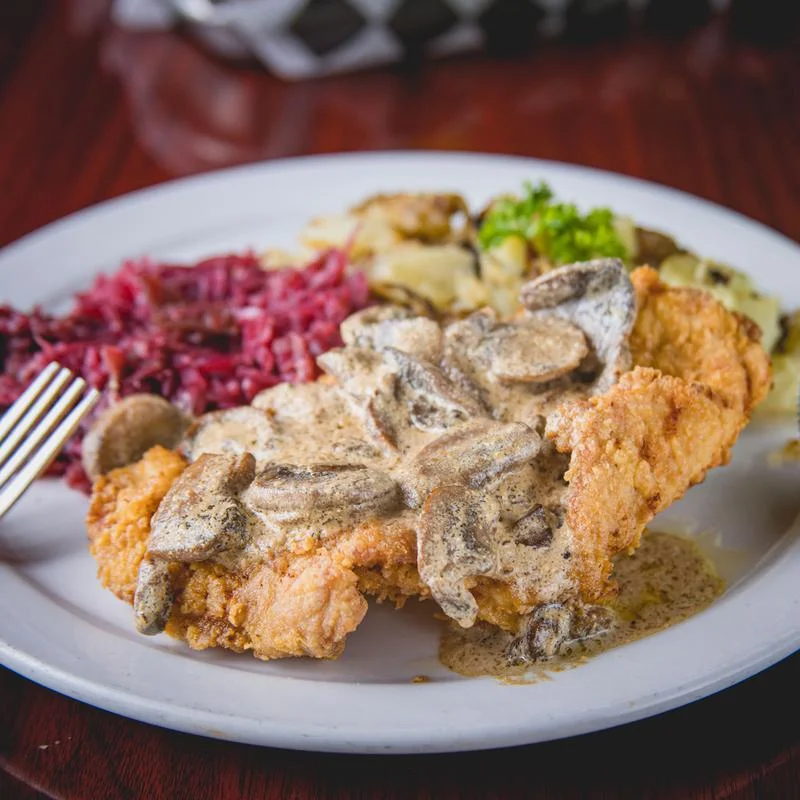 Jager Schnitzel photographed for the official Wurst Haus menu